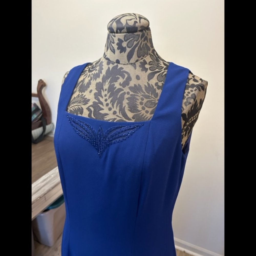 NWT Rimini  royal blue beaded 2 piece with jacket dress size 10 - Picture 2 of 6